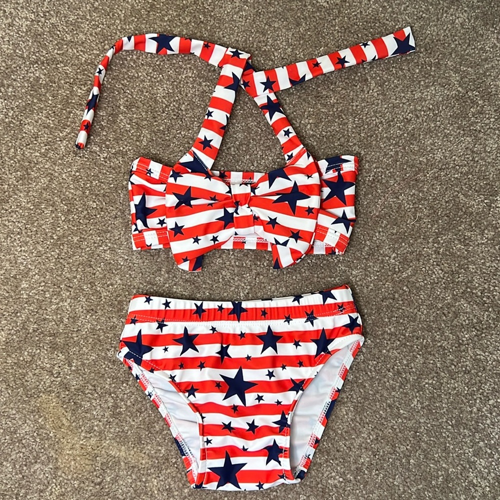 3-6 months baby girl RWB bikini